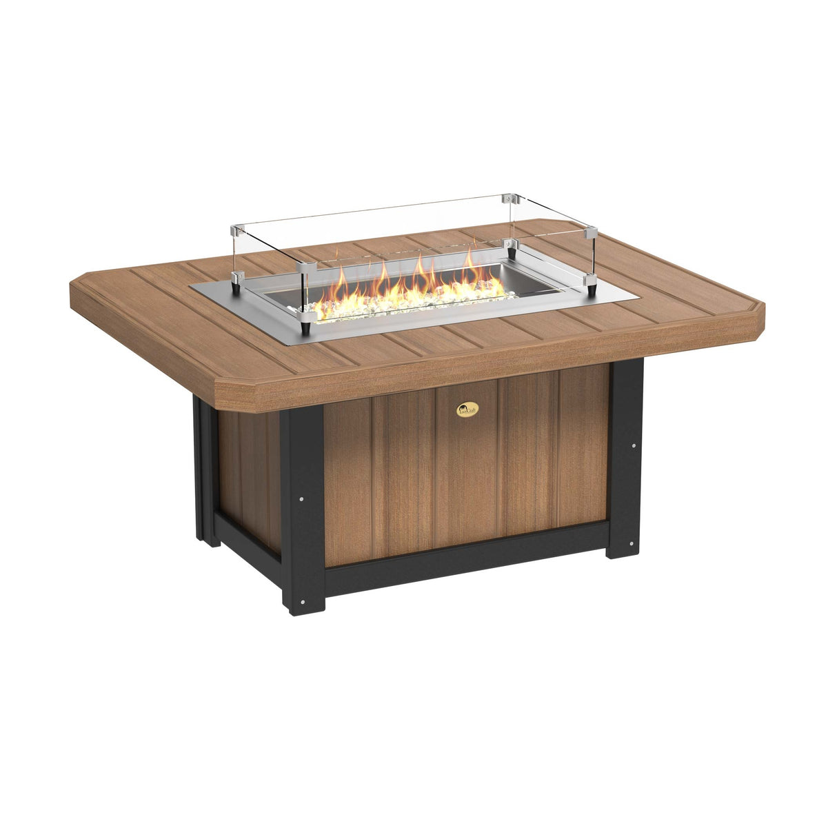 This is the Antique Mahogany and Black colored rectangular fire pit table on a white background.