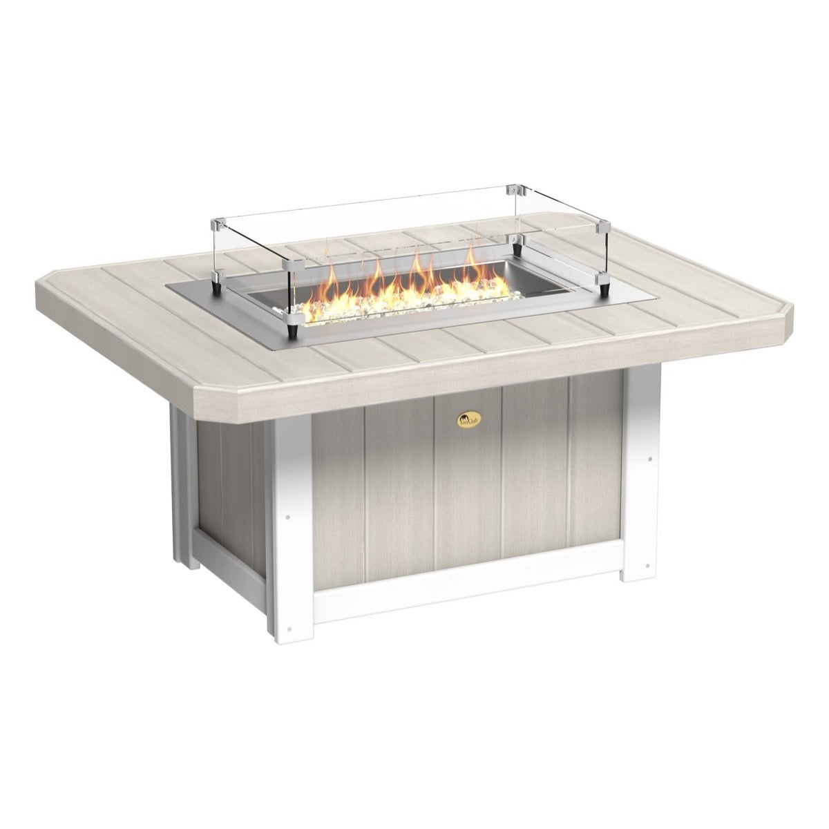 This is the Birch and White colored rectangular fire pit table on a white background.