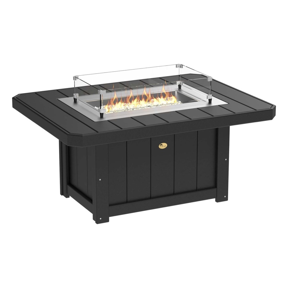 This is the Black colored rectangular fire pit table on a white background.
