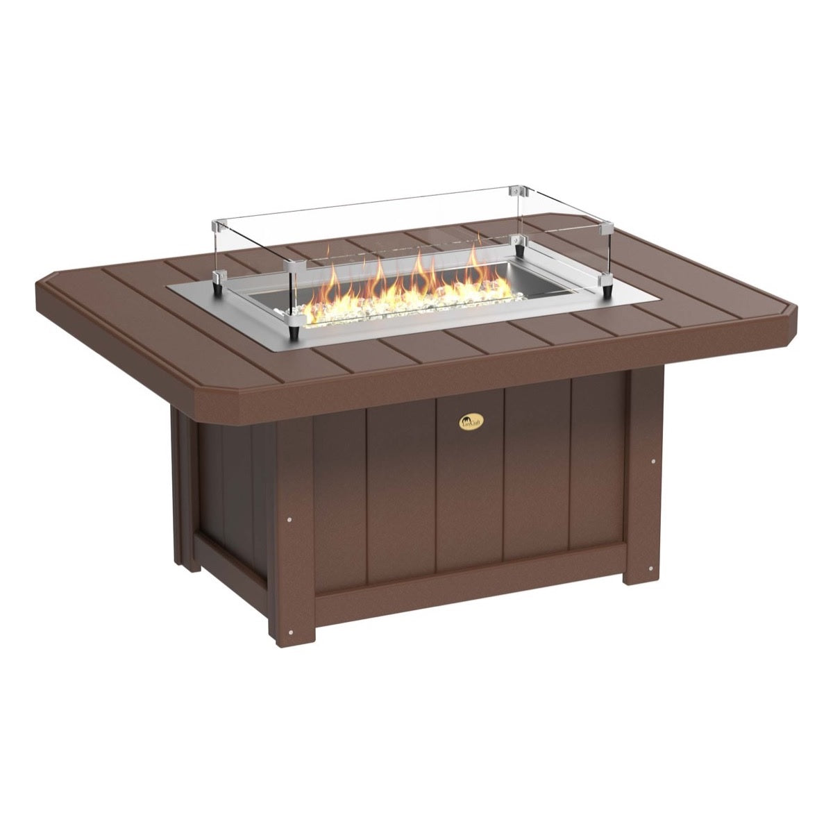 This is the Chestnut Brown colored rectangular fire pit table on a white background.