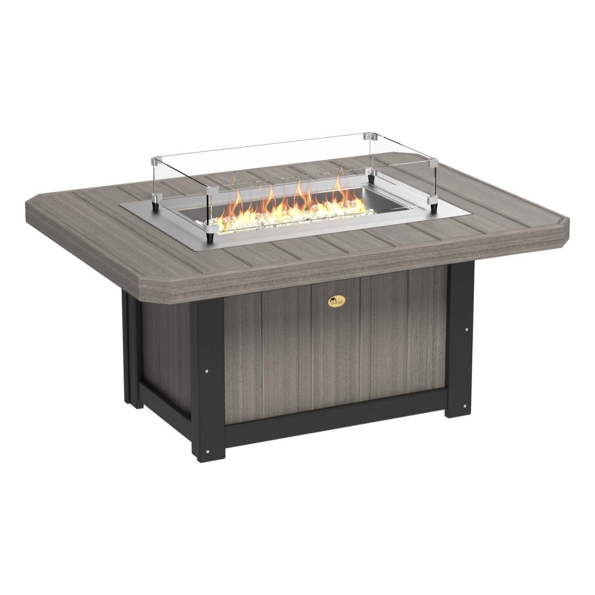 This is the Coastal Gray and Black colored rectangular fire pit table on a white background.