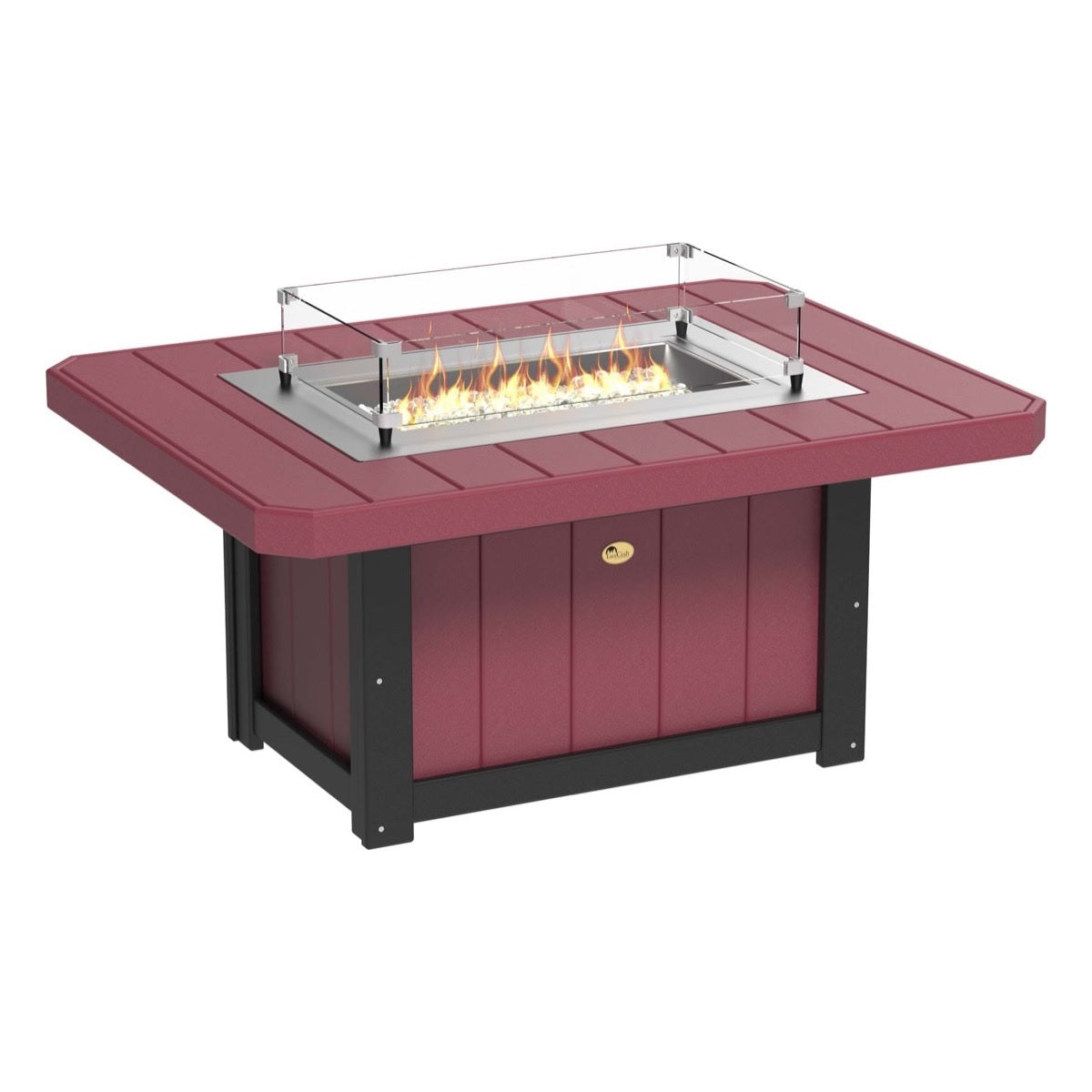 This is the Cherrywood and Black colored rectangular fire pit table on a white background.