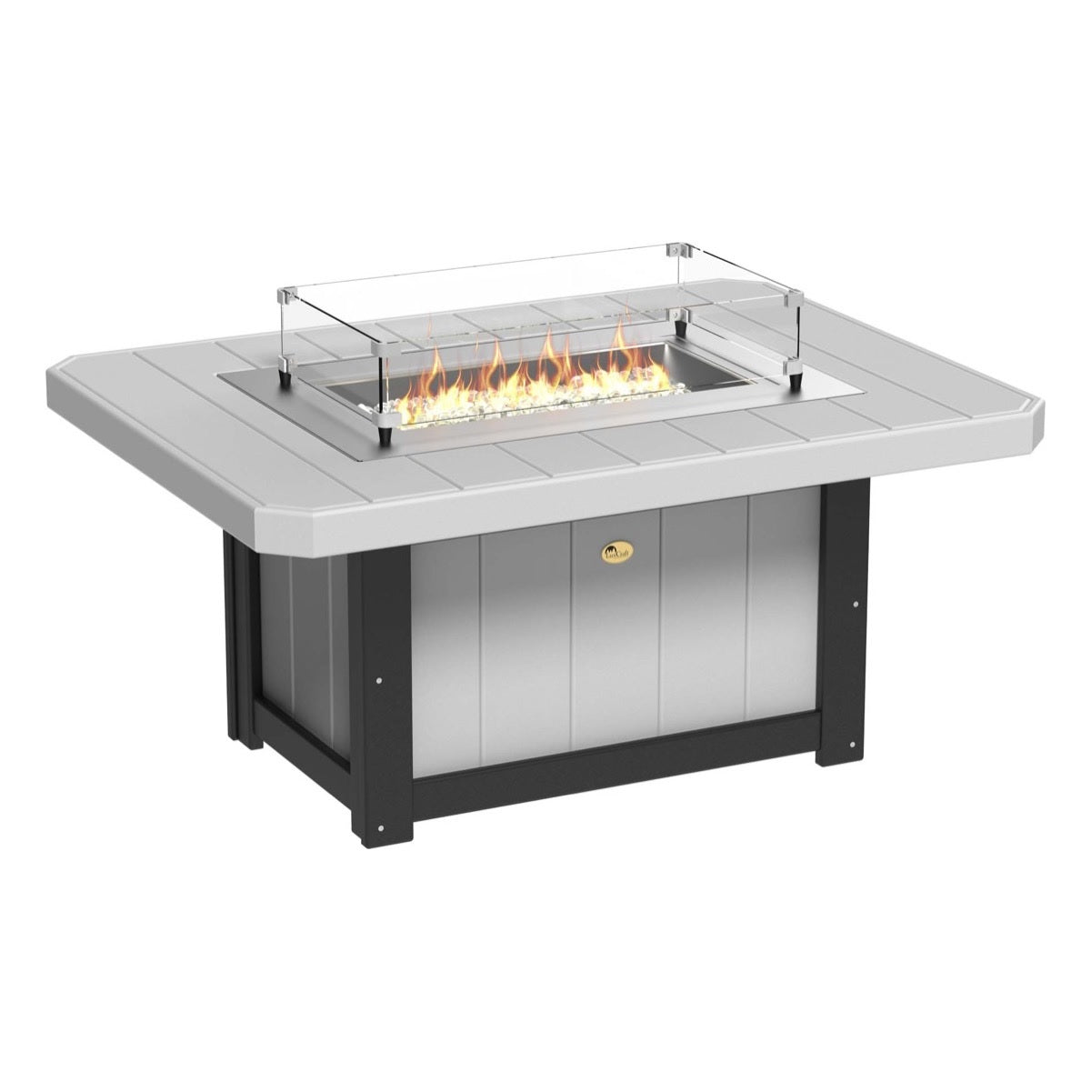 This is the Dove Gray and Black colored rectangular fire pit table on a white background.