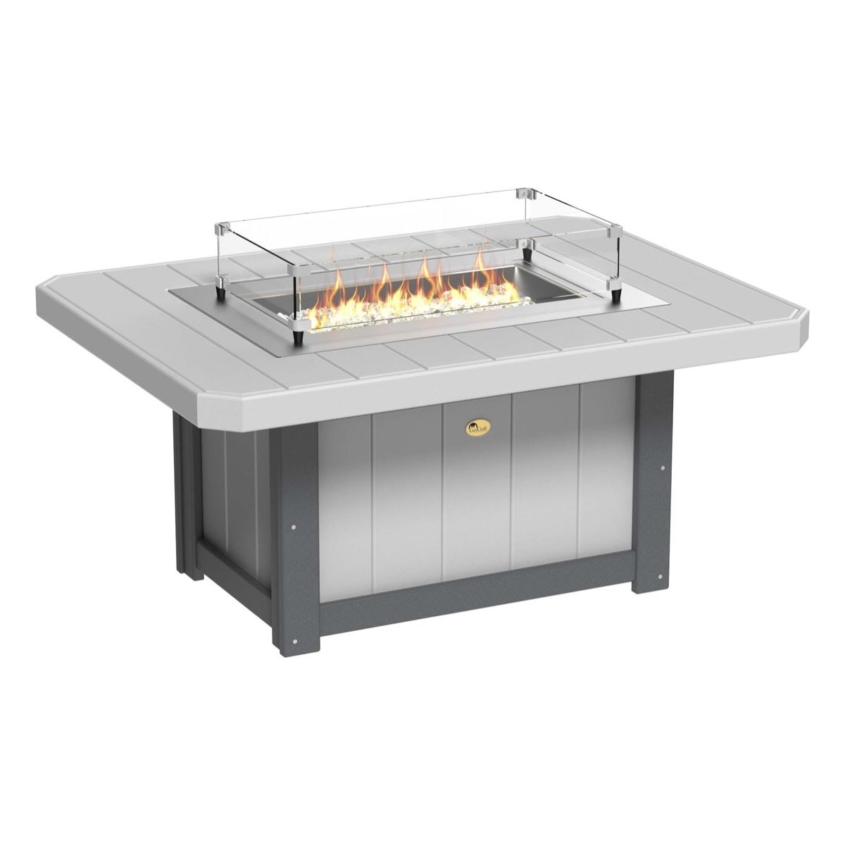 This is the Dove Gray and Slate colored rectangular fire pit table on a white background.