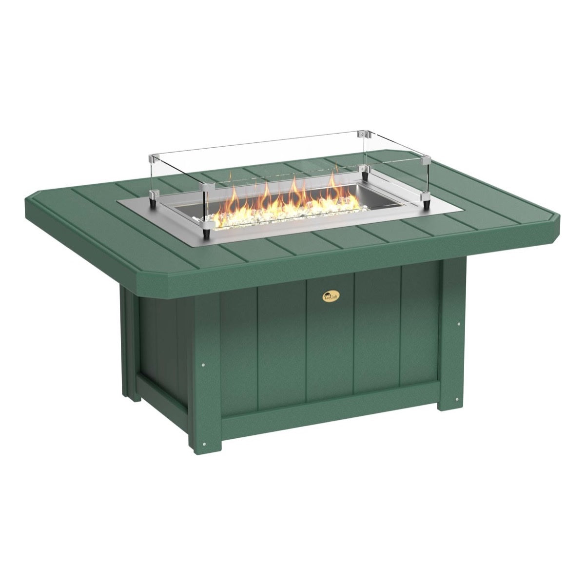 This is the Green colored rectangular fire pit table on a white background.