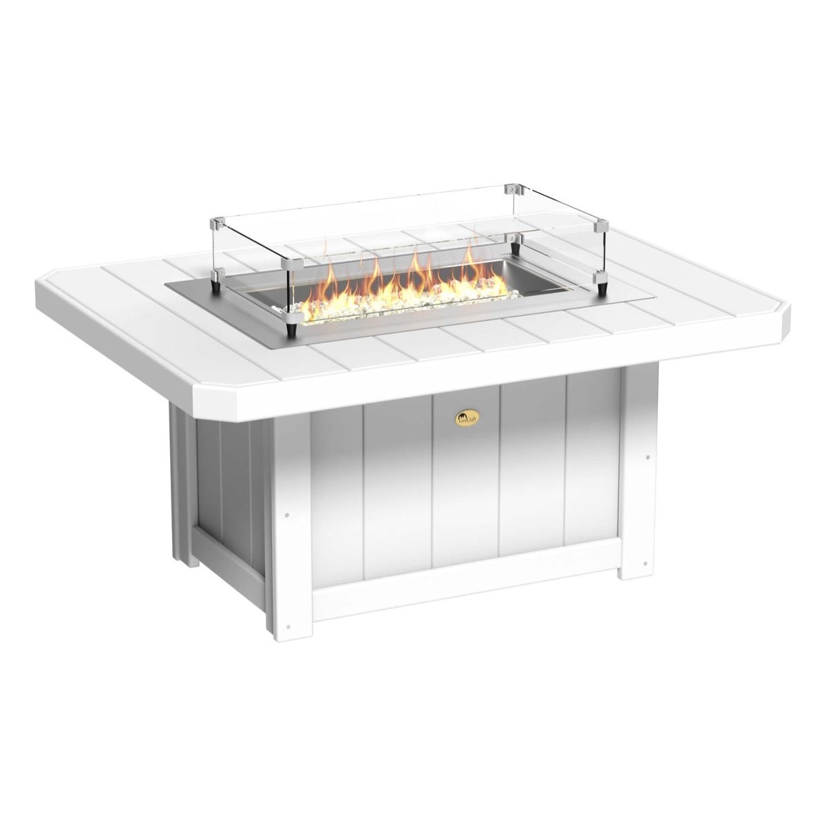 This is the White colored rectangular fire pit table on a white background.