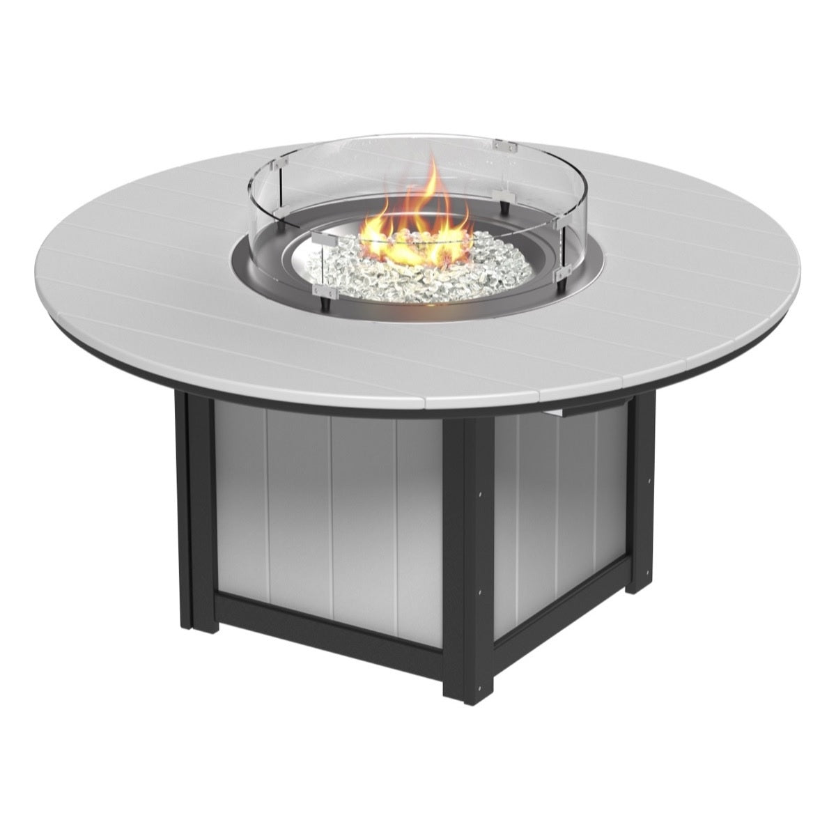 This is the Dove Gray and Black colored fire pit table on a white background.