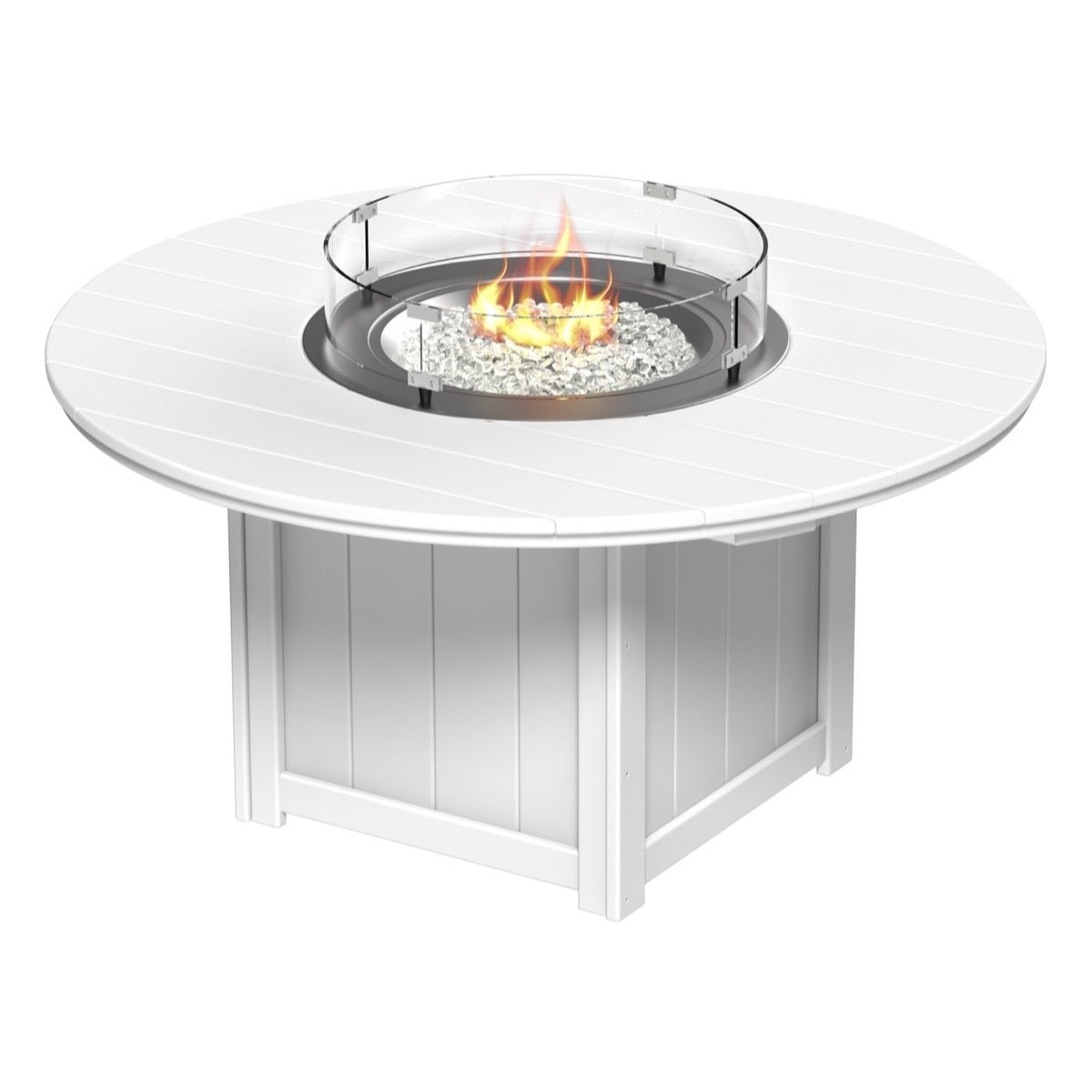 This is the White colored fire pit table on a white background.