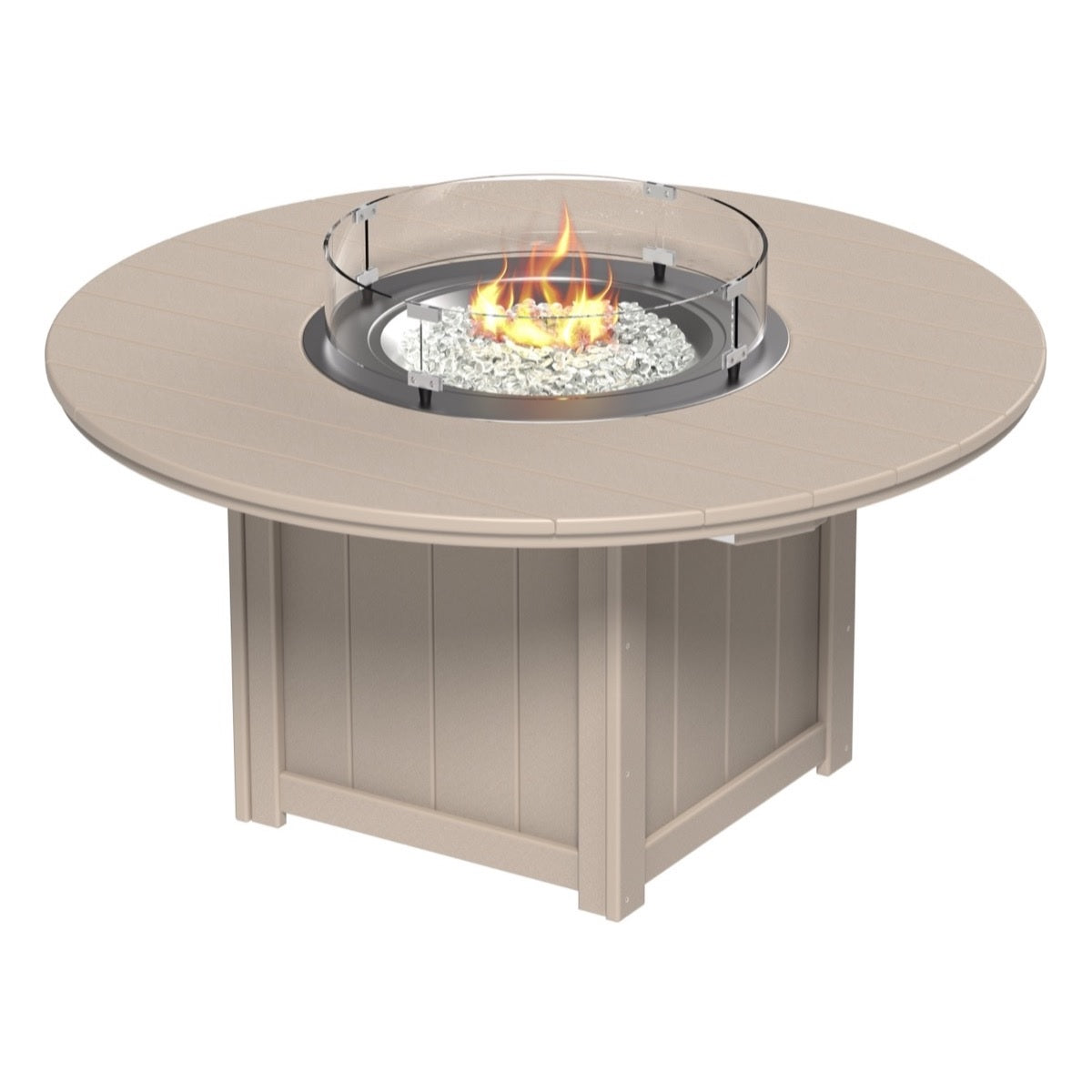 This is the Weatherwood colored fire pit table on a white background.