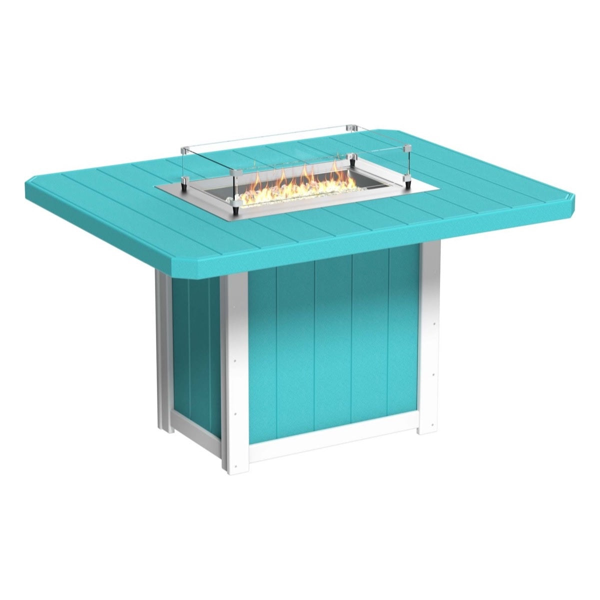 This is the Aruba Blue and White colored fire pit table on a white background.