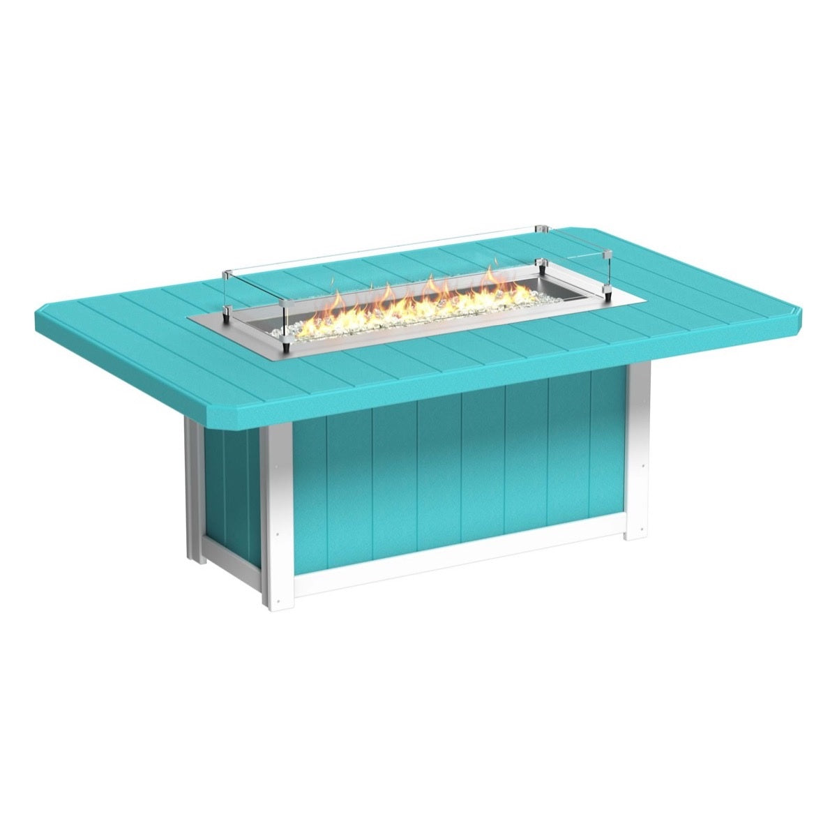 This is the Aruba Blue and White colored fire pit table on a white background.