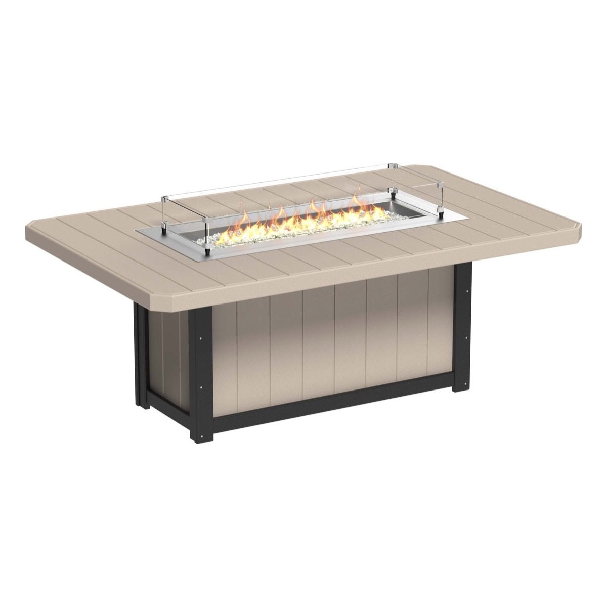 This is the Weatherwood and Black colored fire pit table on a white background.