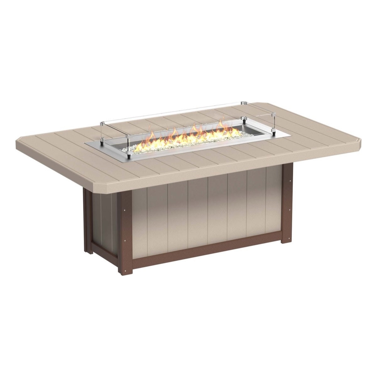 This is the Weatherwood and Chestnut Brown colored fire pit table on a white background.