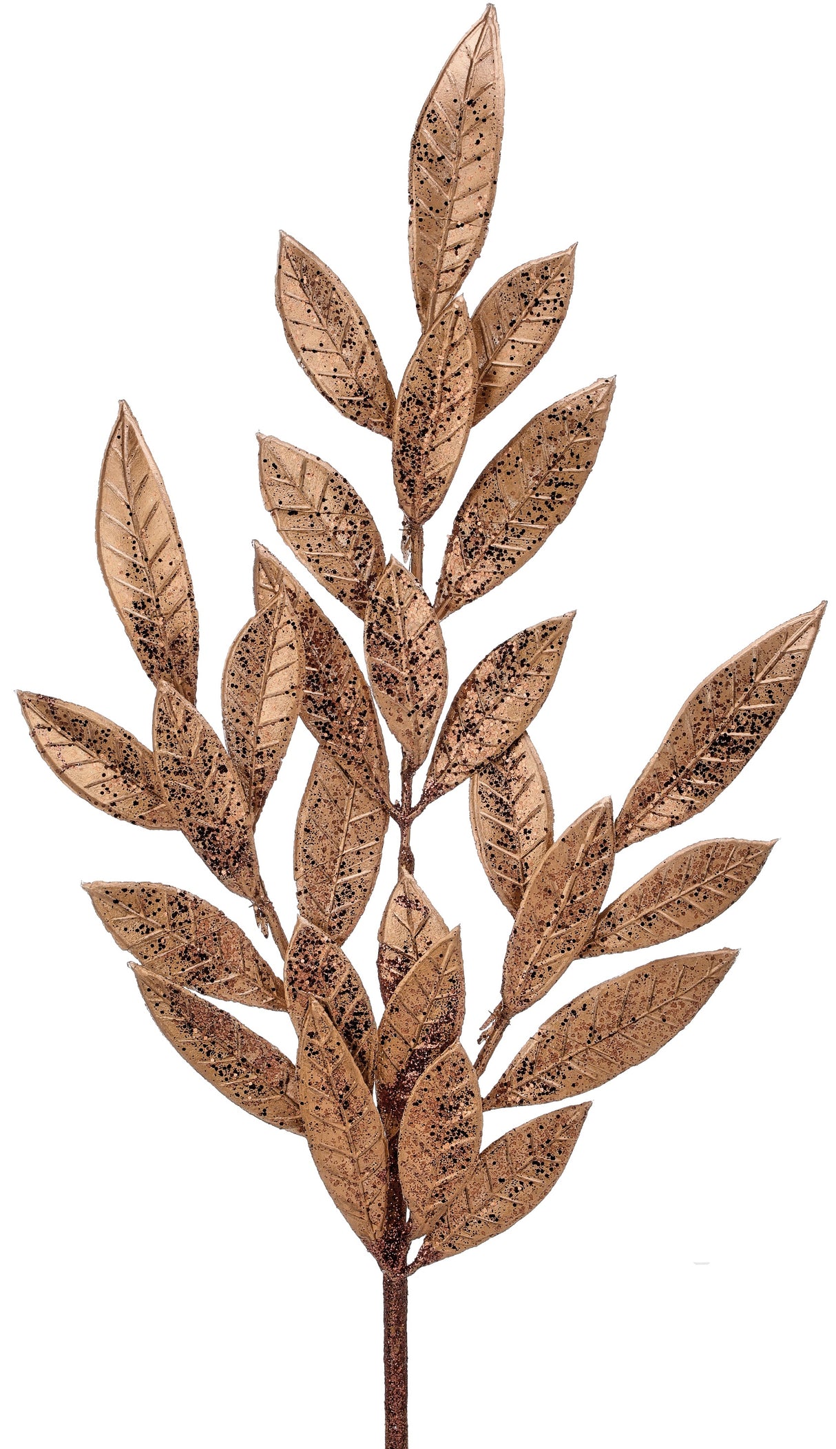 25" Copper Glitter & Mica Laurel Leaf Pick Spray