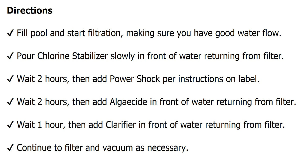 Malibu Small Pool Opening Kit Up To 8,500 Gallons Water