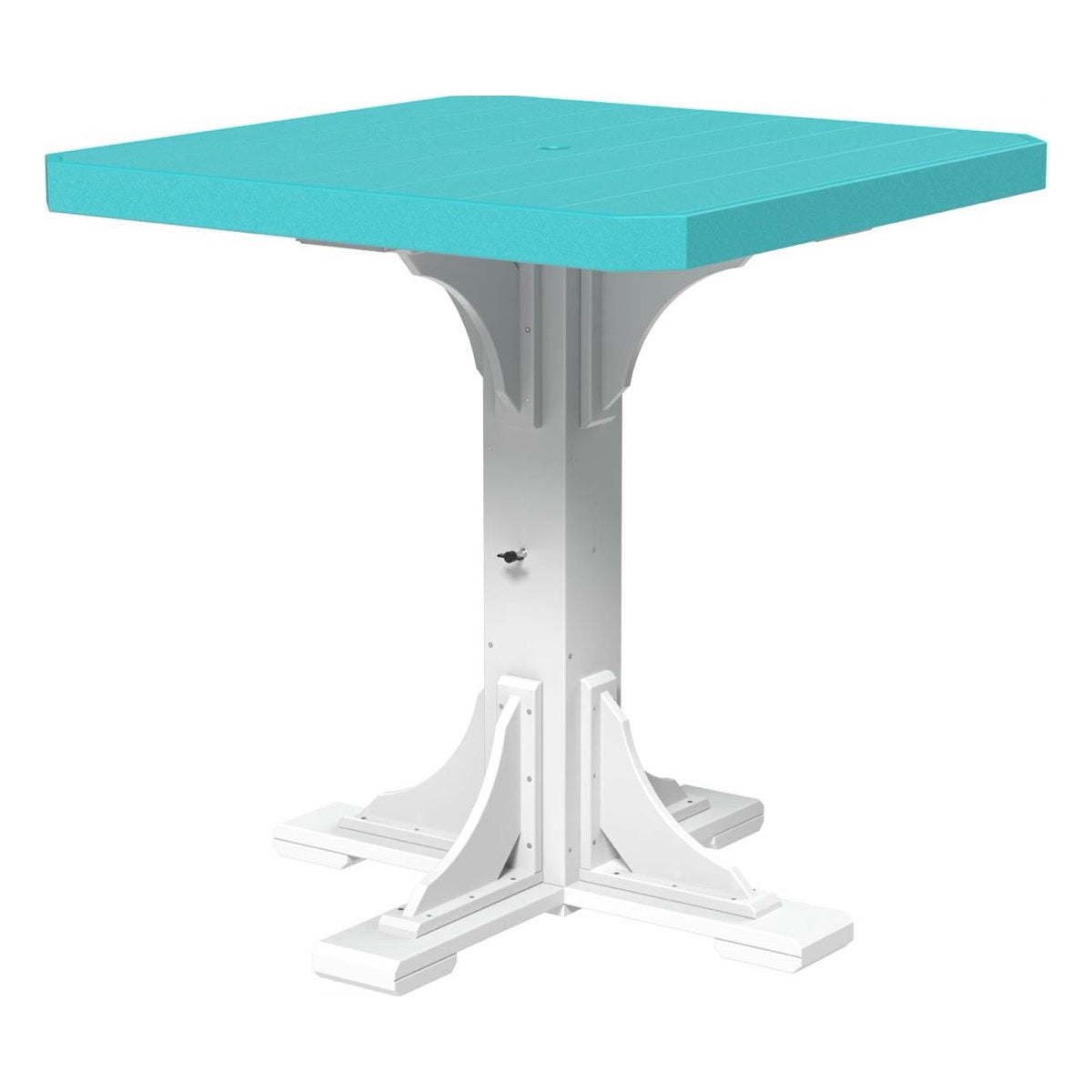 This is the Aruba Blue and White colored square dining table on a white background.