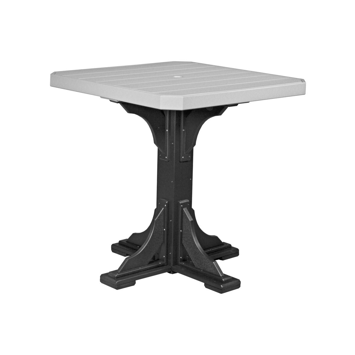 This is the Dove Gray and Black colored square dining table on a white background.