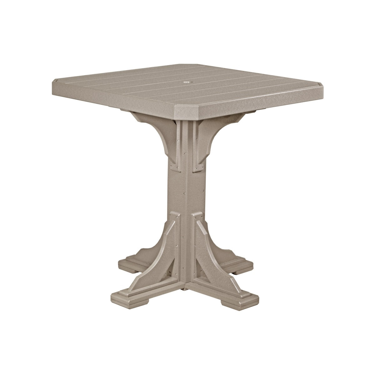 This is the Weatherwood colored square dining table on a white background.