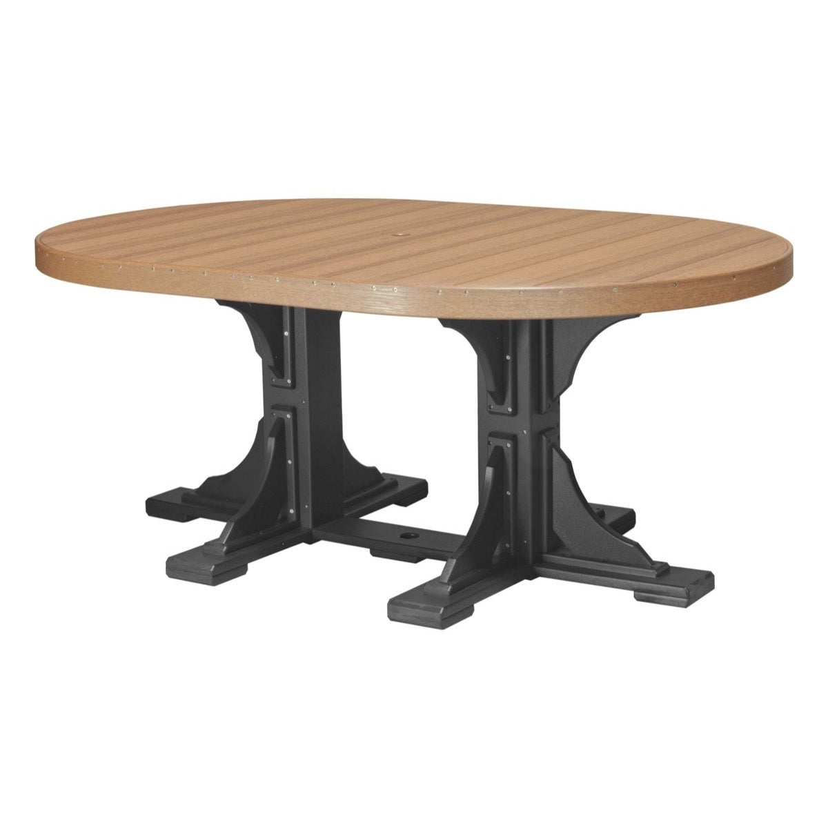 This is the Antique Mahogany and Black colored oval dining table on a white background.