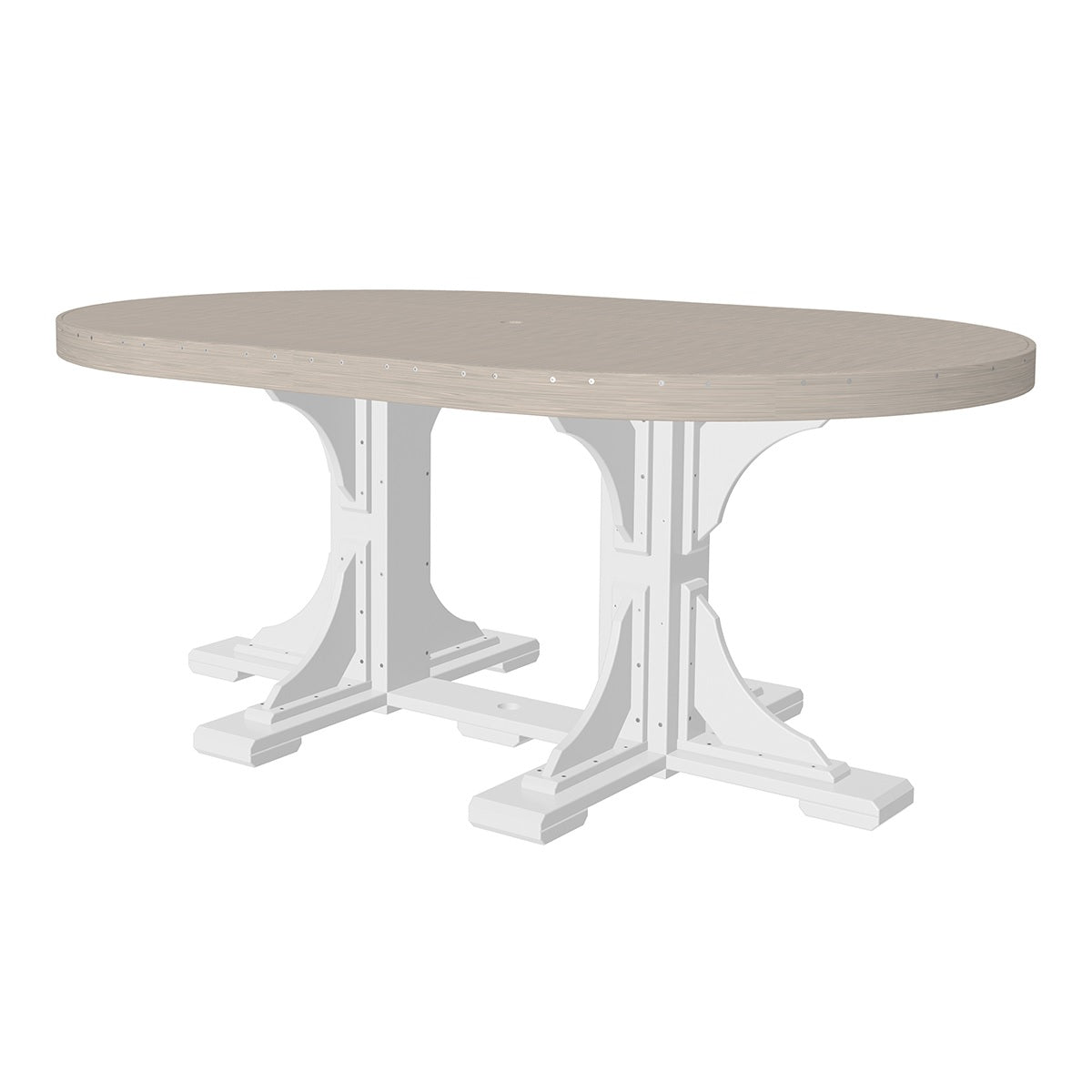 This is the Birch and White colored oval dining table on a white background.