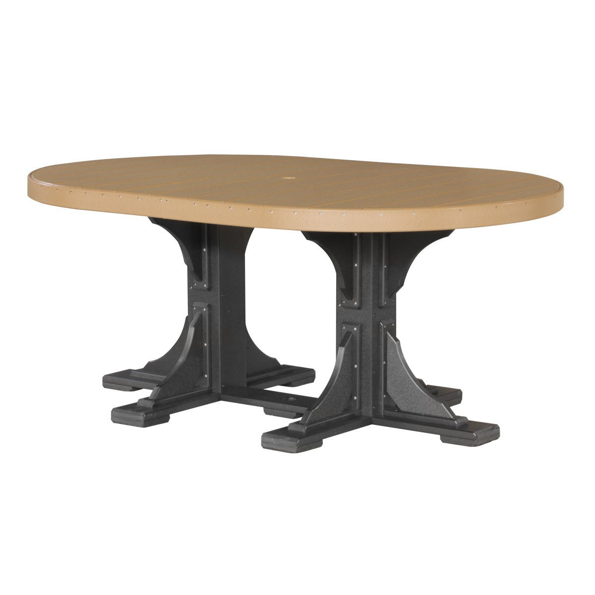 This is the Cedar and Black colored oval dining table on a white background.