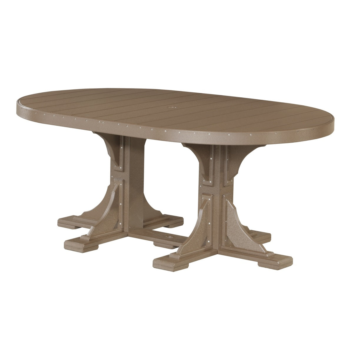 This is the Chestnut Brown colored oval dining table on a white background.