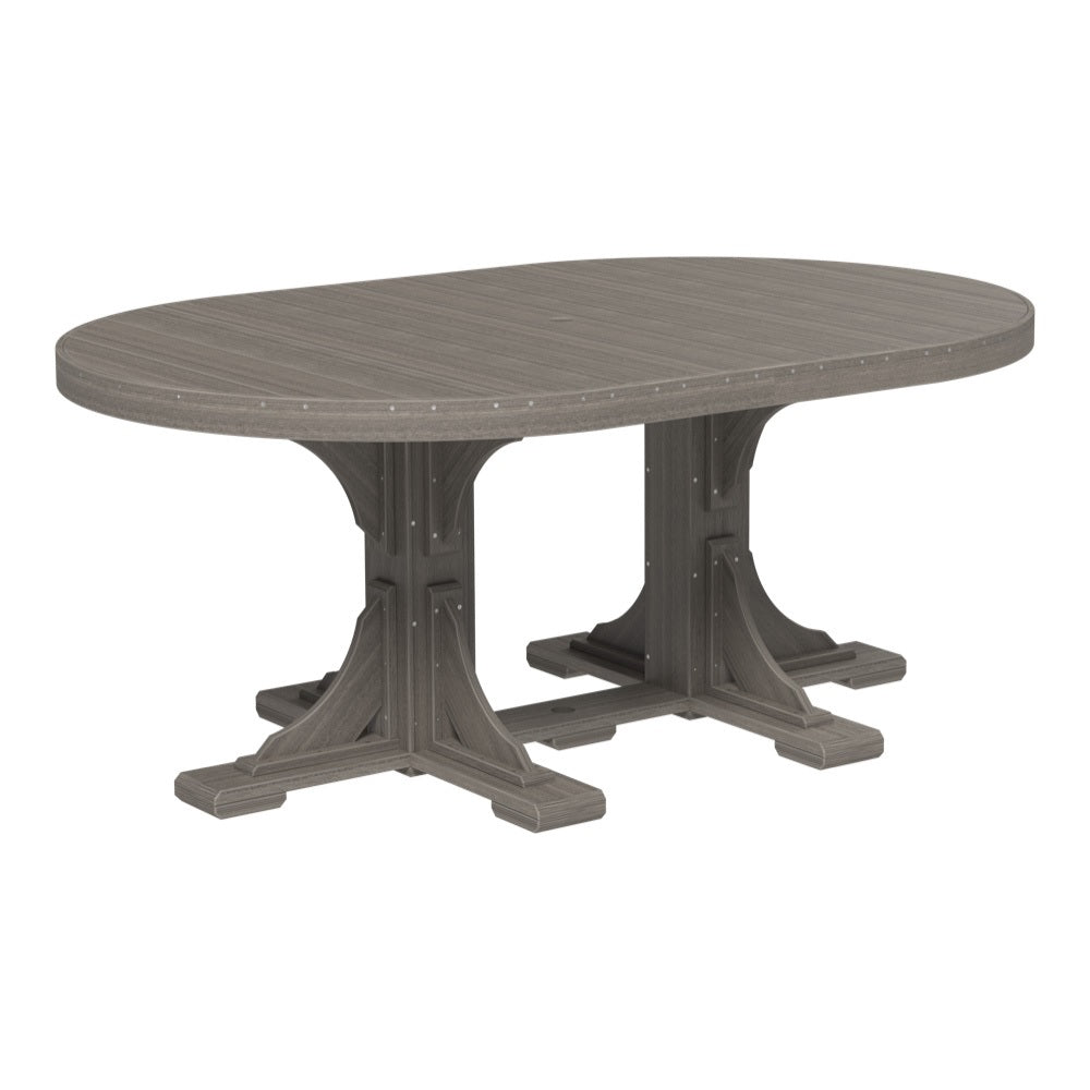 This is the Coastal Gray colored oval dining table on a white background.