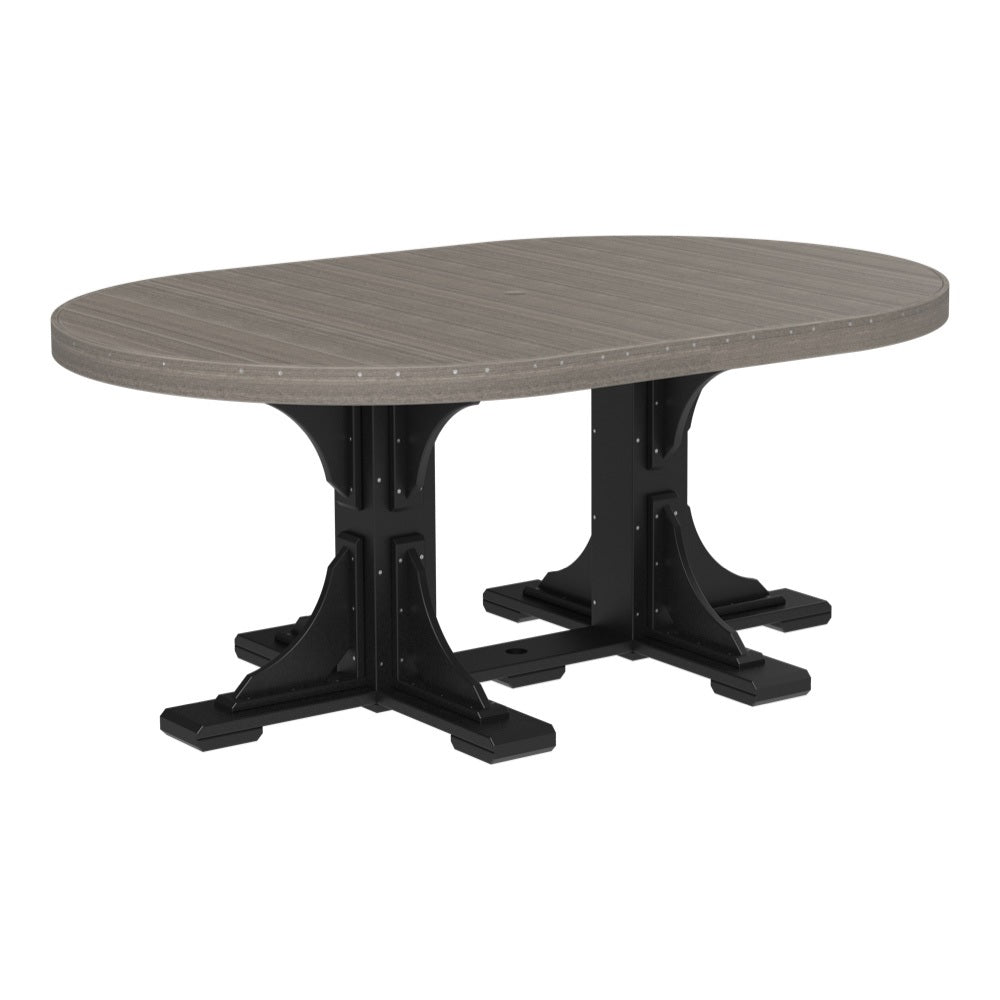 This is the Coastal Gray and Black colored oval dining table on a white background.