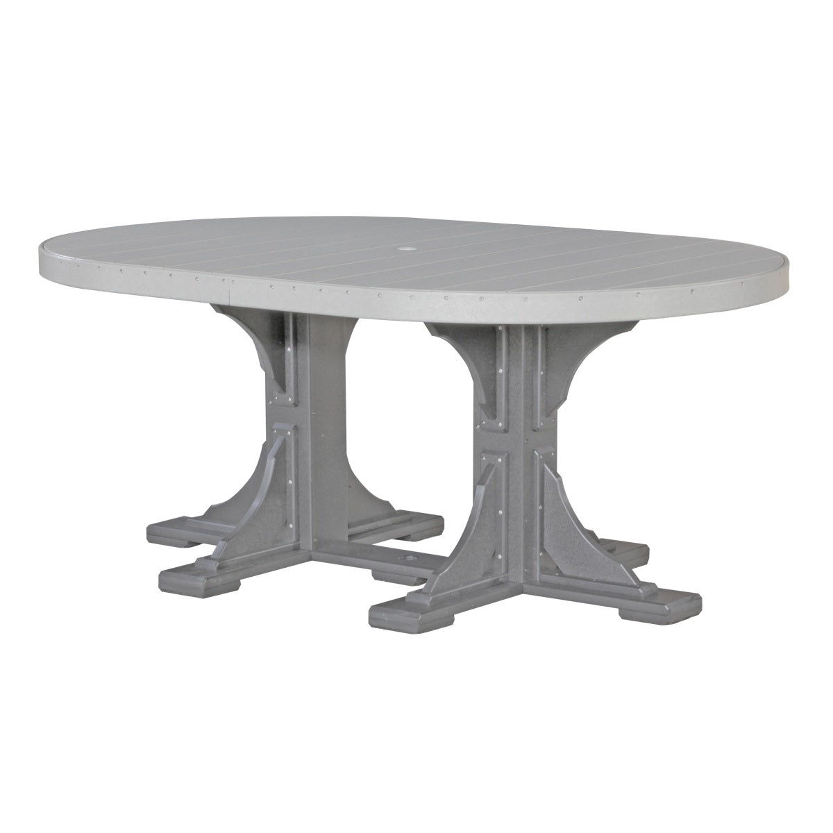 This is the Dove Gray and Slate colored oval dining table on a white background.