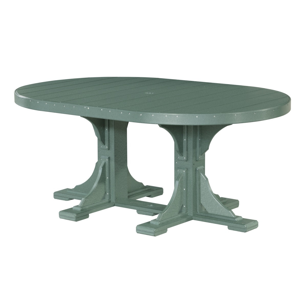This is the Green colored oval dining table on a white background.