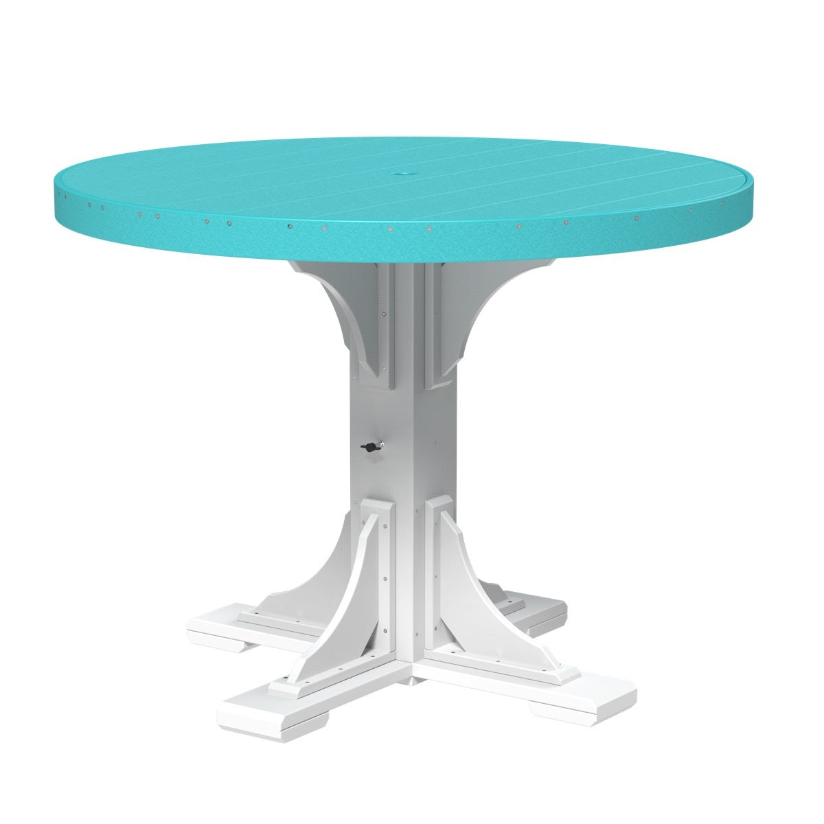 This is the Aruba Blue and White colored round dining table on a white background.