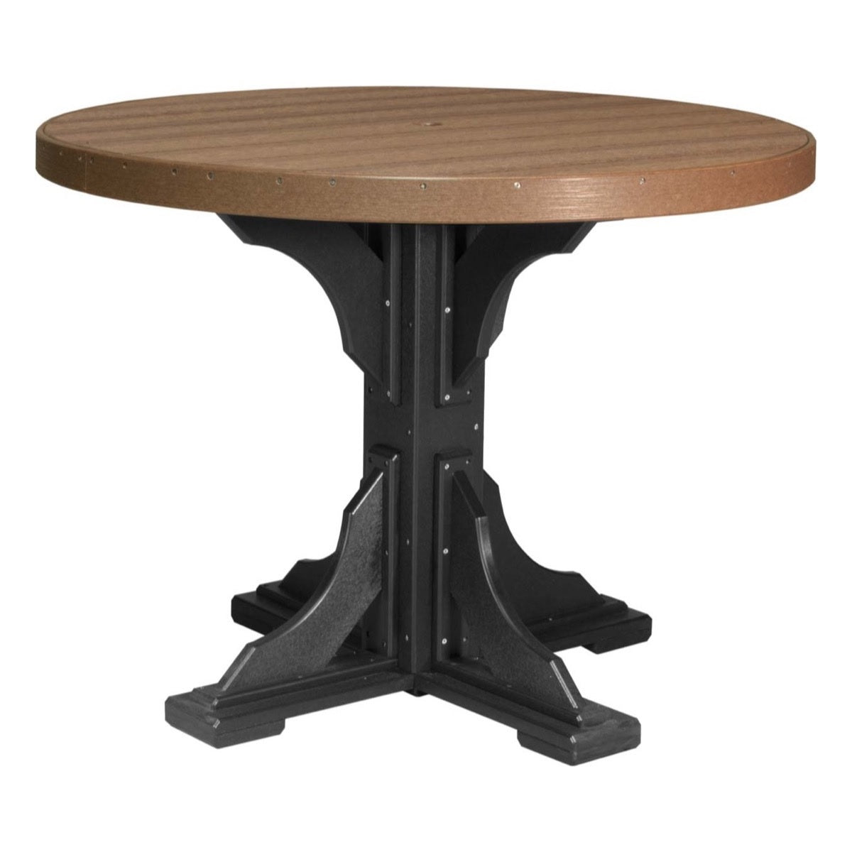 This is the Antique Mahogany and Black colored round dining table on a white background.