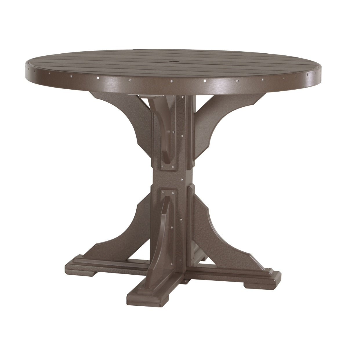 This is the Chestnut Brown colored round dining table on a white background.