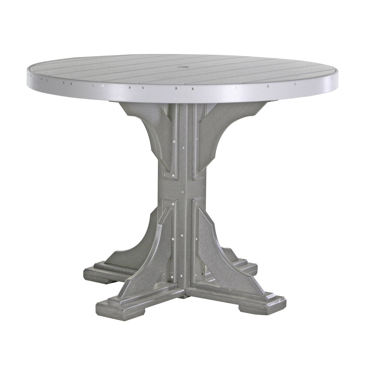 This is the Dove Gray and Slate colored round dining table on a white background.