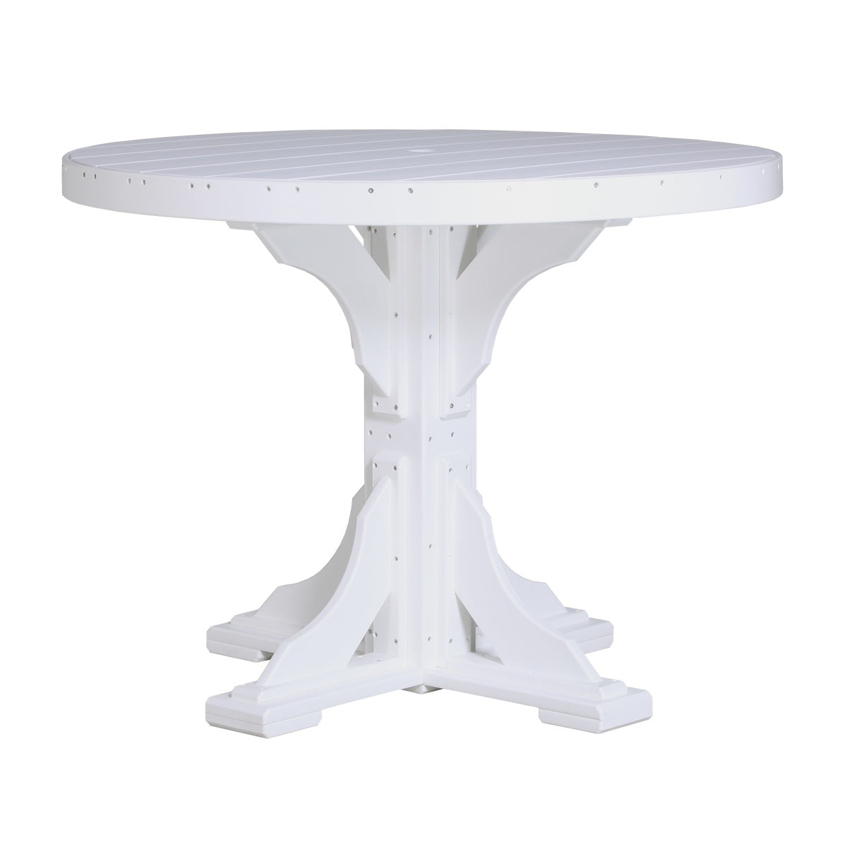 This is the White colored round dining table on a white background.