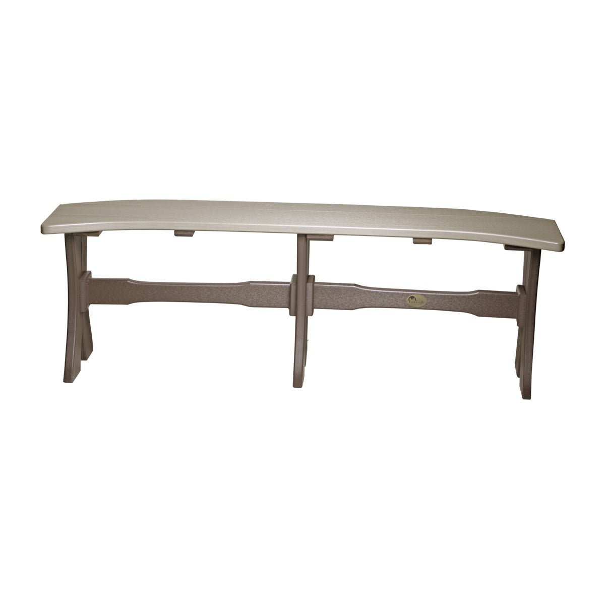 This is the Weatherwood and Chestnut Brown colored Table Bench on a white background.