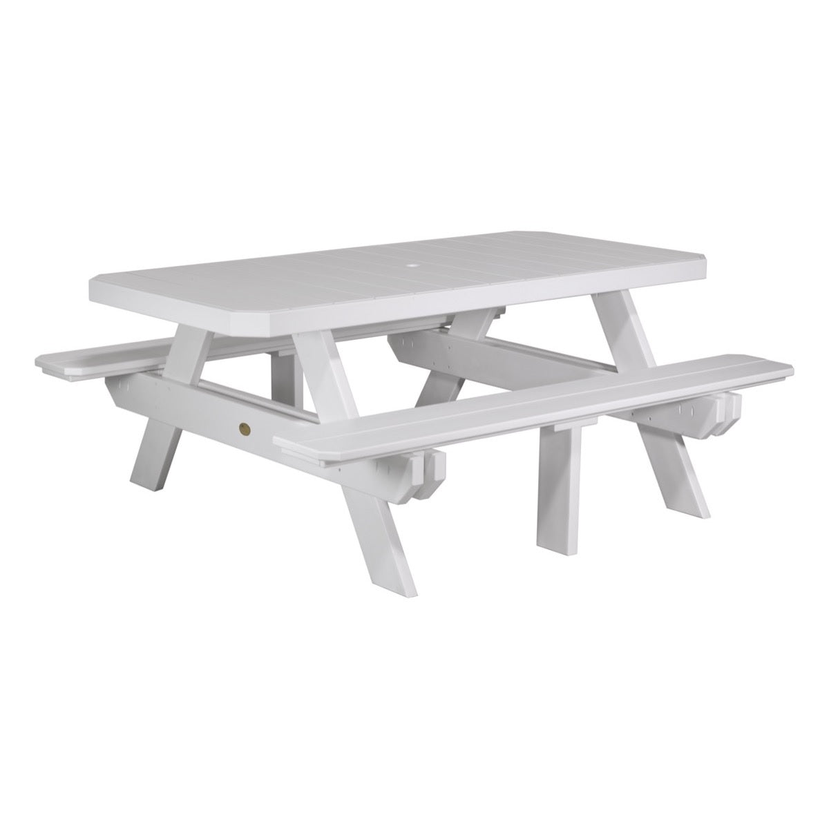 This is the White colored picnic table on a white background.