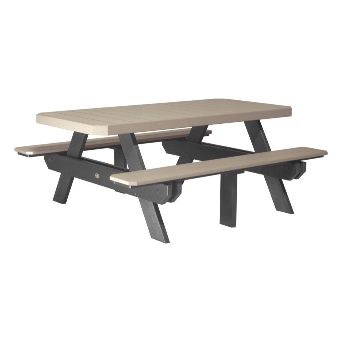 This is the Weatherwood and Black colored picnic table on a white background.