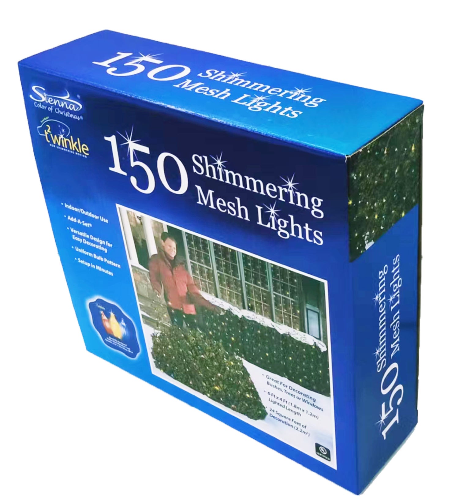 150 Shimmering Net-Style Mesh Christmas Lights