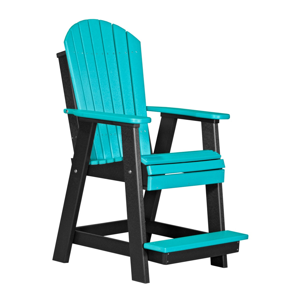 This is the Aruba Blue and Black colored Balcony Adirondack Chair on a white background.