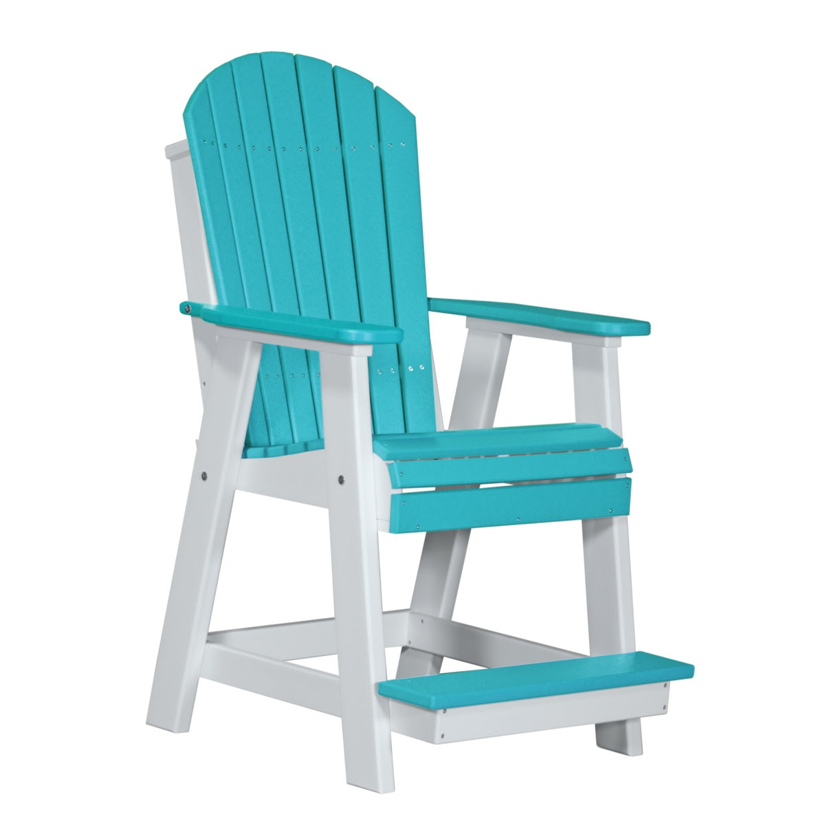 This is the Aruba Blue and White colored Balcony Adirondack Chair on a white background.