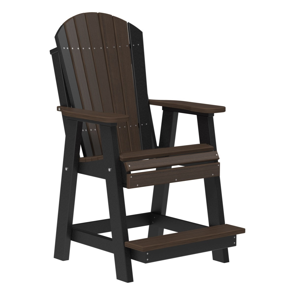 This is the Brazilian Walnut and Black colored Balcony Adirondack Chair on a white background.