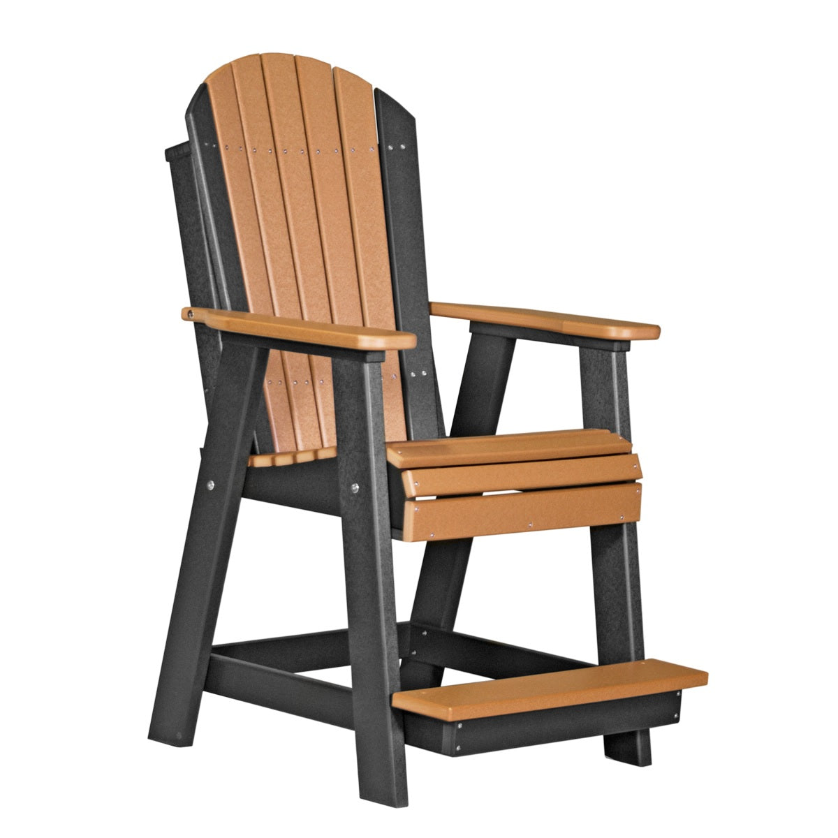 This is the Cedar and Black colored Balcony Adirondack Chair on a white background.