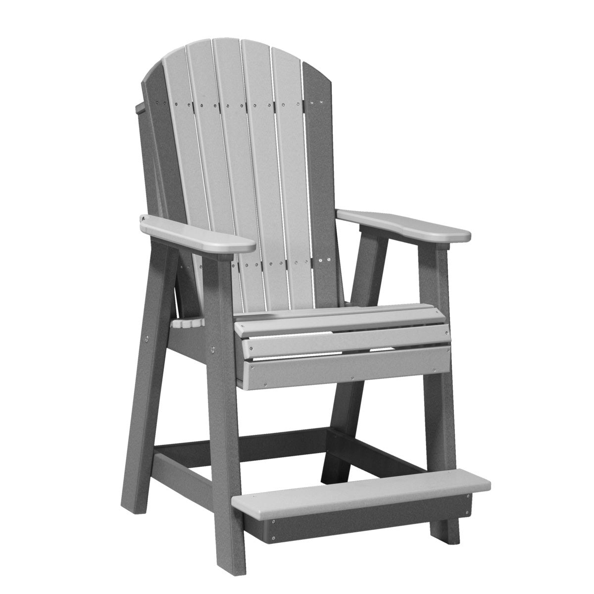 This is the Dove Gray and Slate colored Balcony Adirondack Chair on a white background.