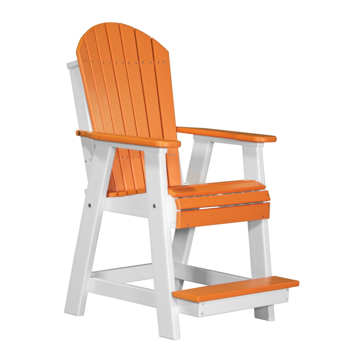 This is the Tangerine and White colored Balcony Adirondack Chair on a white background.