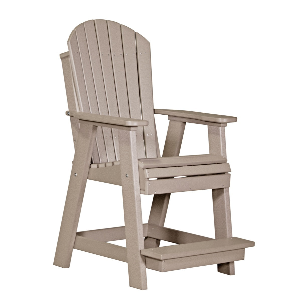 This is the Weatherwood colored Balcony Adirondack Chair on a white background.