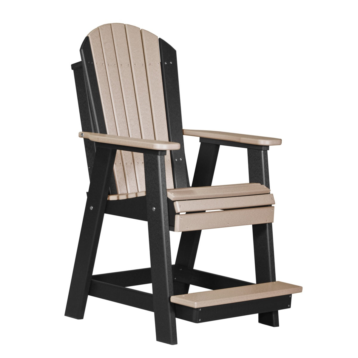 This is the Weatherwood and Black colored Balcony Adirondack Chair on a white background.