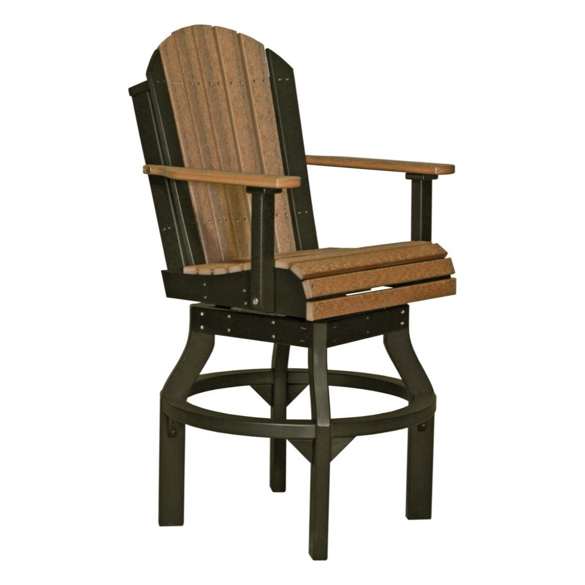This is the Antique Mahogany and Black colored Swivel Adirondack Chair on a white background.
