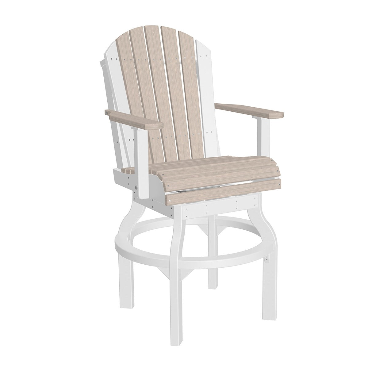This is the Birch and White colored Swivel Adirondack Chair on a white background.