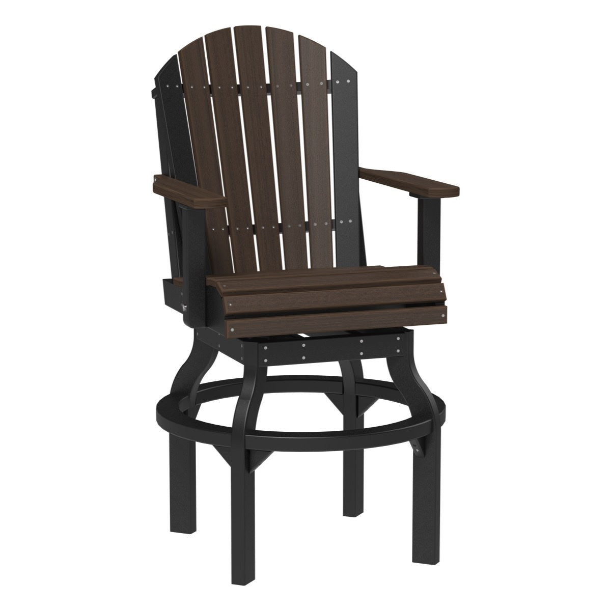 This is the Brazilian Walnut and Black colored Swivel Adirondack Chair on a white background.